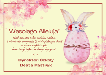 Fioletowa Wesoła Życzenia Wielkanocne Kartka